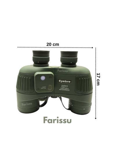 Profesyön 10x50 Mm Azot Dolu Su Geçirmez Denizci Dürbünü Işıklı Pusulalı, Profesyonel Optik Dürbün Yeşil