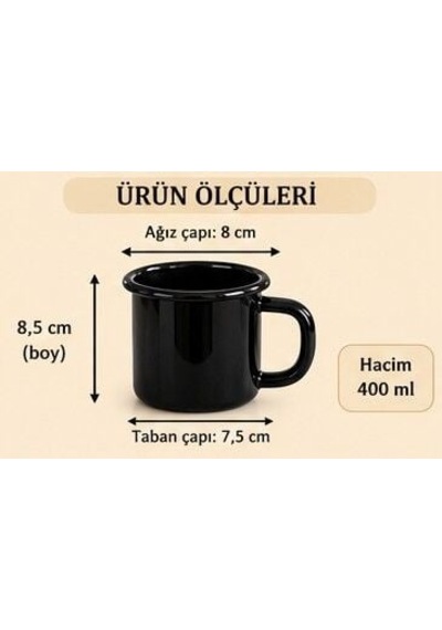 Emaye Kupa - Üçlü Siyah