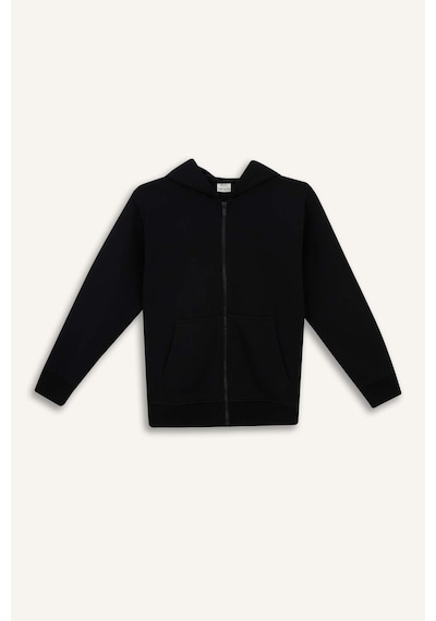 Defacto Erkek Çocuk Kapüşonlu Basic Düz Okul Fermuarlı Sweatshirt X7382a625wnbk81 Siyah