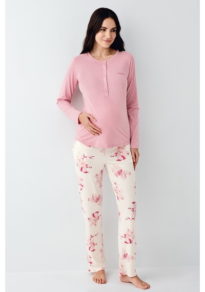 Pierre Cardin Piere Cardin 9059 Hamile Lohusa Pijama Takım Gülkurusu V1