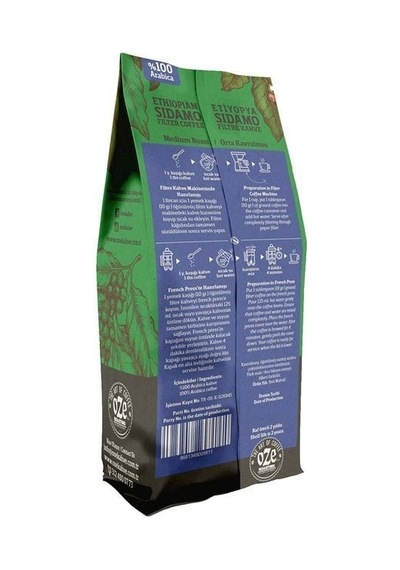 Oze Ethiopian Sidamo Filtre Kahve 2'li 250G Çekirdek