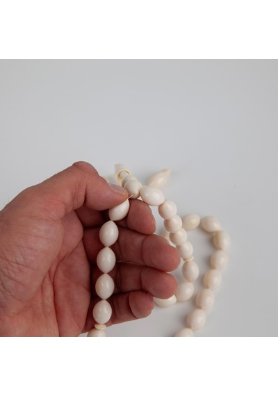 Fildişi Beyzi Kesim 11x15mm Tesbih - Beyaz - 63gr Beyaz