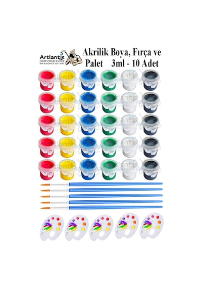 Akrilik Boya 3 Ml 6 Renk Resim Fırçası Ve Paleti 5 Paket Mini Küçük Akrilik Boya Taş Ahşap Seramik Tuval Alçı Tuval Çok Renkli