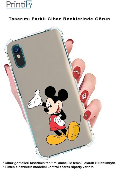 Samsung Galaxy M15 İle Uyumlu Mickey Mouse 3 Baskılı Şeffaf Köşe Korumalı Antişok Kılıf