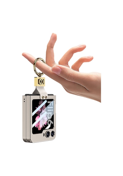 Galxy Uyumlu Z Flip 6 Kılıf Zore Z Harfli Yüzüklü Kıpta Kapak-lila Lila