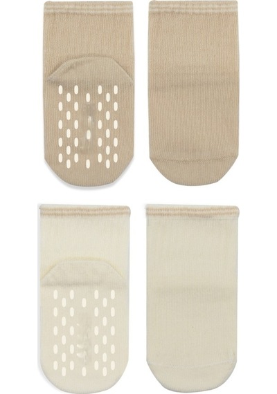 Erturkstore Çemberli Basic Penye Kaymaz Soket Çorap 2li 10146 Bej Çok Renkli