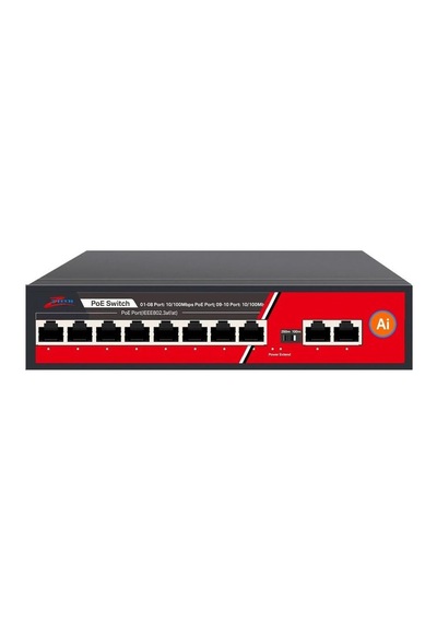 Ztech Zr-1010 8+2+1 Poe 10/100 Mbps+2 Lan 100/1000mbps+1 Sfp Slot, 120w Switch