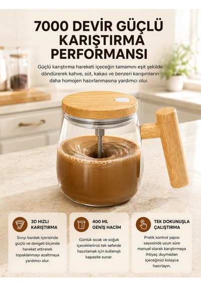 Manyetik Karıştırıcı Kupa 400 Ml, C Tipi Şarjlı, Akıllı Tasarım Yeni Nesil - Lisinya Çok Renkli