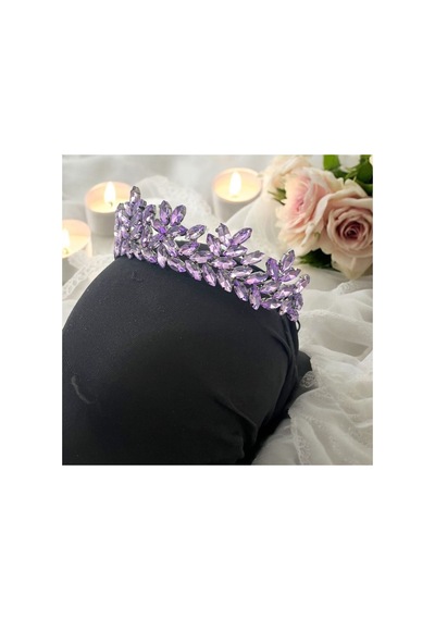 Kristal Taşlı Zarif Gelin,kına,nişan,söz,after,bride,party Taç Lila - 707821550 Lila