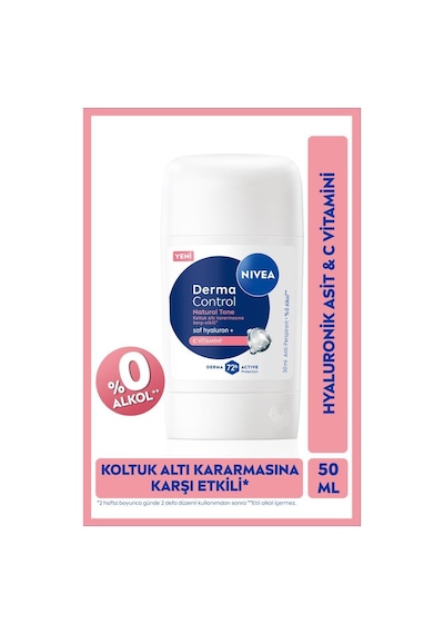 Kadın Stick Deodorant Derma Control Natural Tone 50ml, Koltuk Altı Kararmasına Karşı, C Vitamini