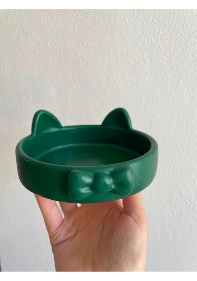 Papyon Model Beton Kedi Köpek Mama Ve Su Kabı 16 Cm Çap - Yeşil
