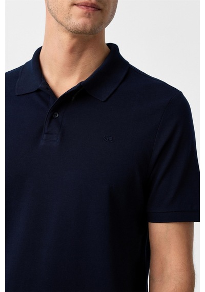 Süvari Lacivert Regular Düz Polo Yaka Tişört-37399 Lacivert