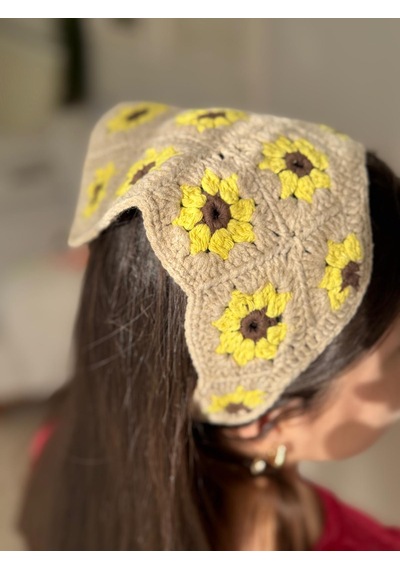 Kadın El Örgüsü Üçgen Bandana Saç Aksesuarı Karışık (Çok Renkli)