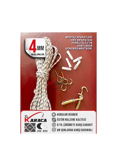 Kedi Balkon Güvenlik File2.3x3 Mt 4mm Ip Kalınlığı 4x4 Gözenekli