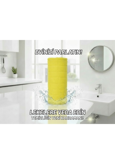 Pureza Sarı Rulo Mikrofiber Temizlik Bezi 30x30 Cm 20'li- Mutfak, Banyo, Cam Ve Araba Için Sarı