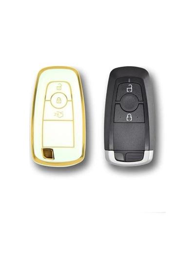 Gma Keys Lüx Ford Kuga Fusion Ecosport F150 F250 Ranger Nano Anahtar Kılıfı Beyaz Gold