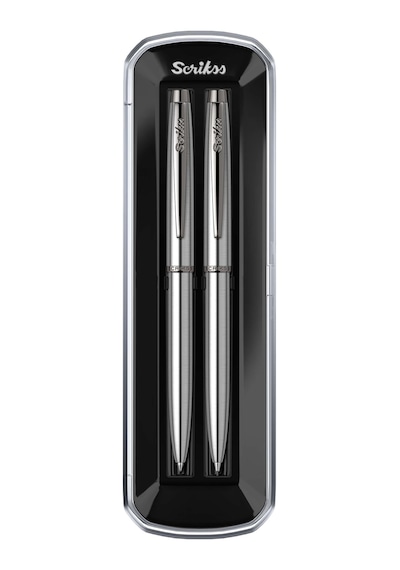Scrikss 108 Tükenmez Kalem + Versatil Kalem Prestige Krom Set