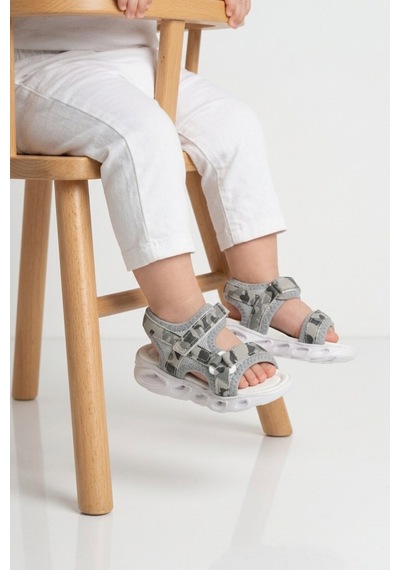 Cool Gri Cırtlı Hafif Esnek Rahat Bebek Sandalet Sage B