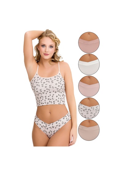 Sensu Kadın Brazillian Çapraz Bel Lazer Kesim 5 Li Slip Kts4040 LEOPAR