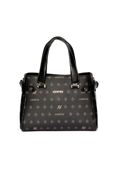 Armine 172 - Lazer Baskılı Omuz Çantası - 03148 - 27 X 20 X 13 / Siyah Baskılı Çok Renkli