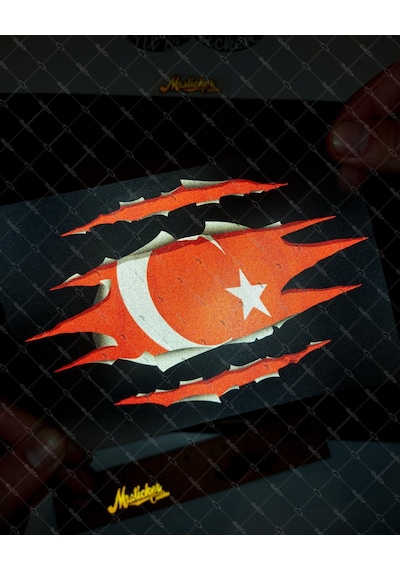 Bay Etiket Rfhlm66 Reflektif Yirtik Metal Desenli Ay Yildiz Etike