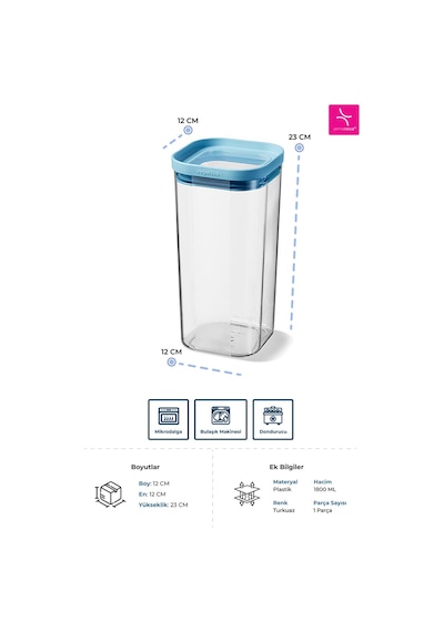 Primanova Royal Seoul Kuru Gıda Saklama Kabı Pp 1800 Ml Gıda İle Temasa Uygundur Çok Renkli