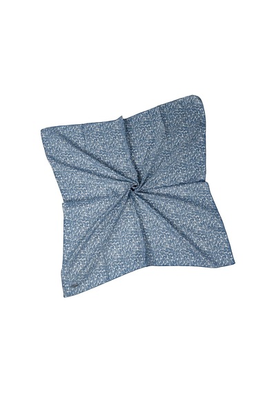 Mim Eşarp Ebruli Prime Pamuk Comfort Desenli Eşarp 90x90 Cm - Yaprak Desenli Mavi