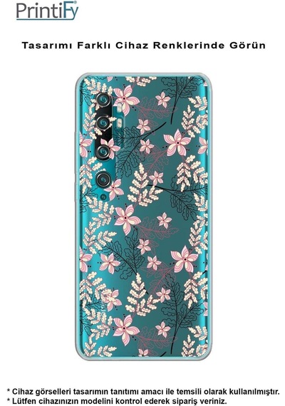 Redmi A2 Plus Slim Fit Kapak Floral Kırmızı Tasarımlı Şeffaf Silikon