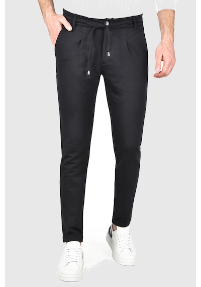 Deepsea Erkek Koyu Lacivert Beli Lastikli Slim Fit Likralı Duble Paça Penye Spor Pantolon 2502385 Koyu Lacivert