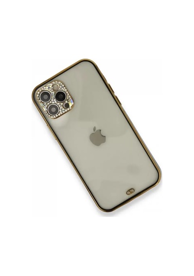 Newface Apple İphone 12 Pro Kılıf Liva Taşlı Silikon - Siyah Şeffaf