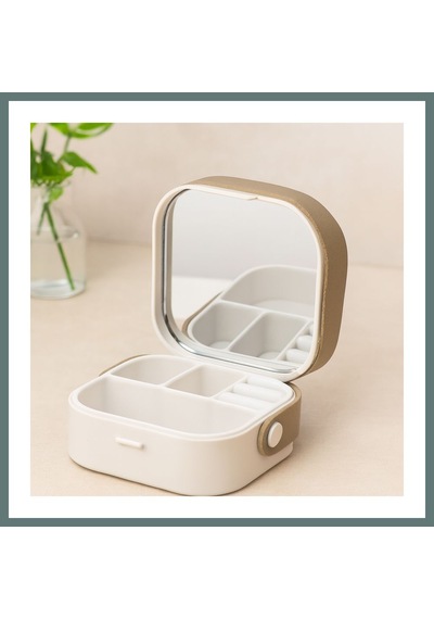 Ventra Aynalı Makyaj Ve Takı Organizer Çanta 9x9x3.7 Cm - 4 Bölmeli Ventra Diğer