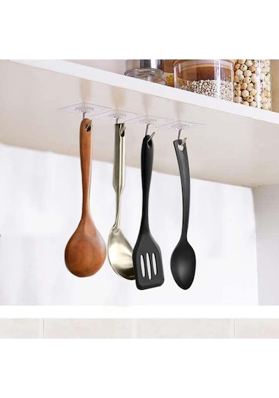 Mucit Home 10lu Paket- Pratik Çok Amaçlı Güçlü Şeffaf Duvar Askısı Yapışkan Mutfak Banyo Askı Çok Renkli