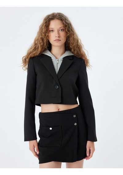 Koton Mini Şort Etek Çıtçıt Düğme Detaylı Cepli Slim Fit Siyah 5wal70003ık Siyah