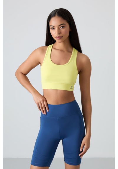 Tommy Life Limon Sırt Detaylı Dar Kalıp U Yaka Kadın Spor Büstiyer - 97120 Sarı