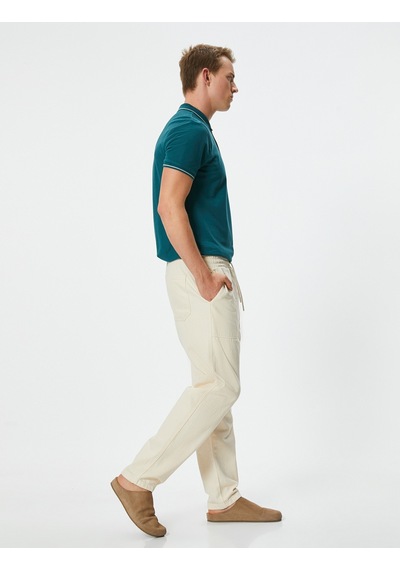 Koton Slim Fit Polo Tişört Kısa Kollu Çizgi Detaylı Pamuklu Yeşil 4sam10148mk Yeşil
