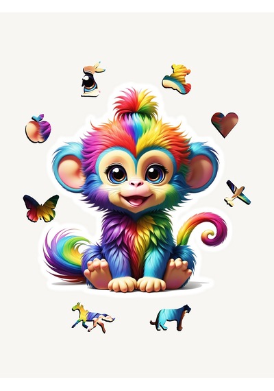 Ncpuzzles Monkey, 14 Parça Ahşap Yapboz, Bul Tak Puzzle