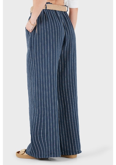 Via Dante Çizgili Relaxed Fit Yüksek Bel Bol Paça Keten Pantolon Bayan Pantolon 5056rn Lacivert Via Dante Çizgili Relaxed Fit Yüksek Bel Bol Paça Keten Pantolon Bayan Pantolon 5056rn Lacivert