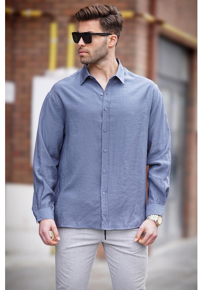 Madmext Füme Uzun Kollu Oversize Erkek Gömlek 6733 Füme Madmext Füme Uzun Kollu Oversize Erkek Gömlek 6733 Füme