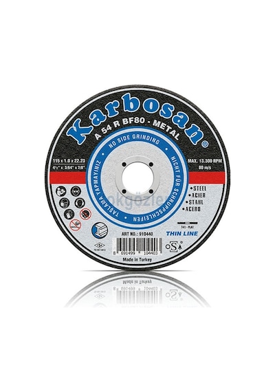 Karbosan 115 x 1 İnce Kesme Taşı Metal 25 Adet