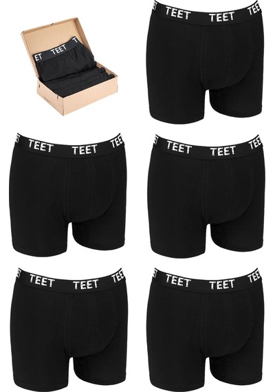 Teet Erkek Boxer Premium 5'Li Set Pamuklu Likralı Düz Renk Tam Kalıp 001