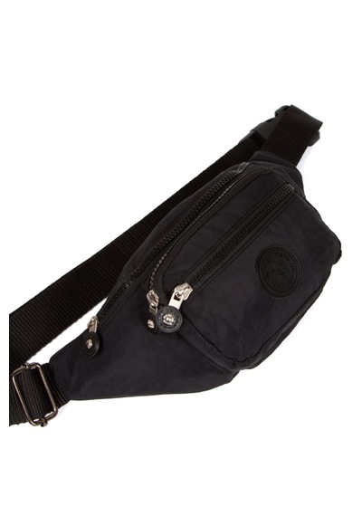 Newish Polo Krinkıl Kumaş Bel Ve Omuz Çantası-free Bag Siyah