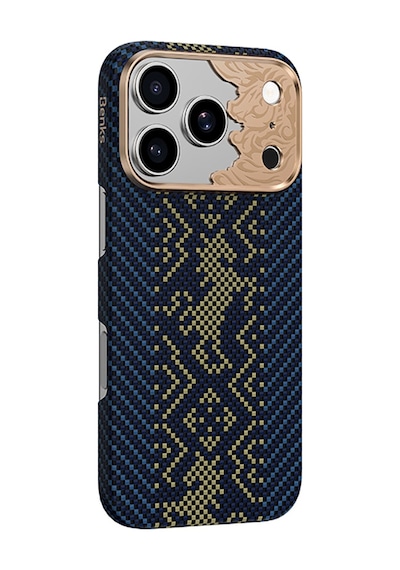 İphone 17 Pro Max Kılıf M-safe Özellikli Karbon Fiber Benks Knight Armorair Kevlar Kapak Lacivert