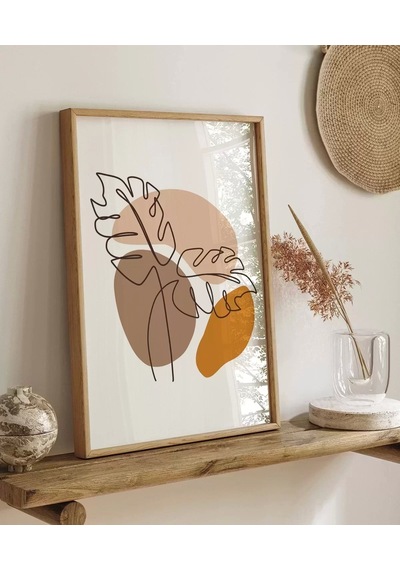 Çerçevesiz Poster Çizgisel Bitki No 2