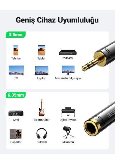Ugreen 3.5 Mm Erkek - 6.35 Mm Dişi Adaptör, 60711