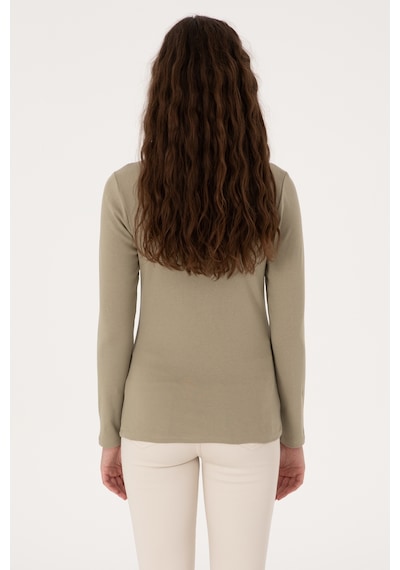 U.S. Polo Assn. Kadın Açık Haki Slim Bisiklet Yaka Basic Sweatshırt 50315419-VR183
