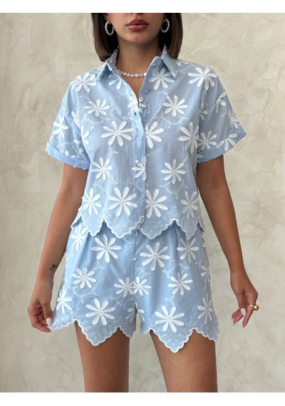 Verymoda Nakışlı Gömlek D2858 Mavi