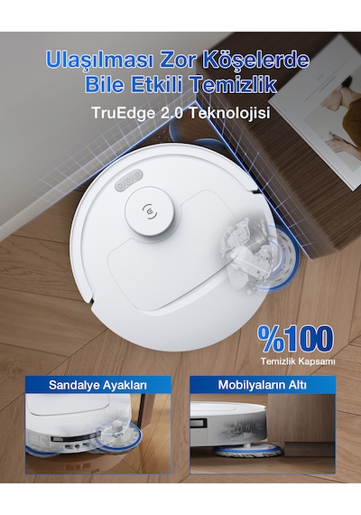 Ecovacs Deebot T30C Prime Omni Robot Süpürge 25.000 Pa Emiş Gücü Ozmo Turbo 2.0 Paspas Teknolojisi Beyaz