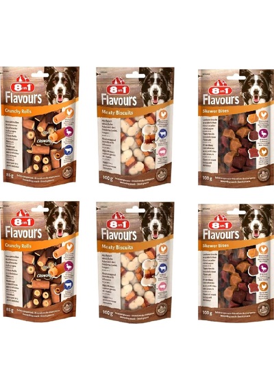 8in1 Flavours 3 Çeşit Karma Köpek Ödülü X 6 Adet