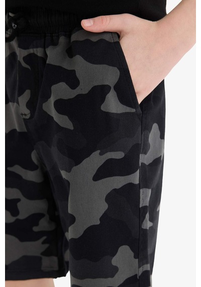 Defacto Erkek Çocuk Kamuflaj Desenli Gabardin Şort F1179a825hsgr164 Gri