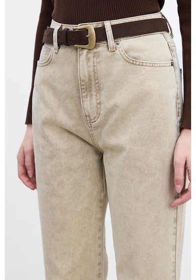 Manuka Straıght Yüksek Bel Denim Pantolon Camel Camel